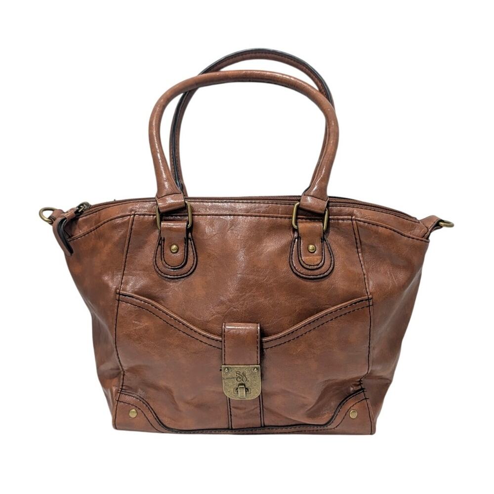 Style & Co. Brown Purse Shoulder Boho Satchel Tote Bag Zipper Closure